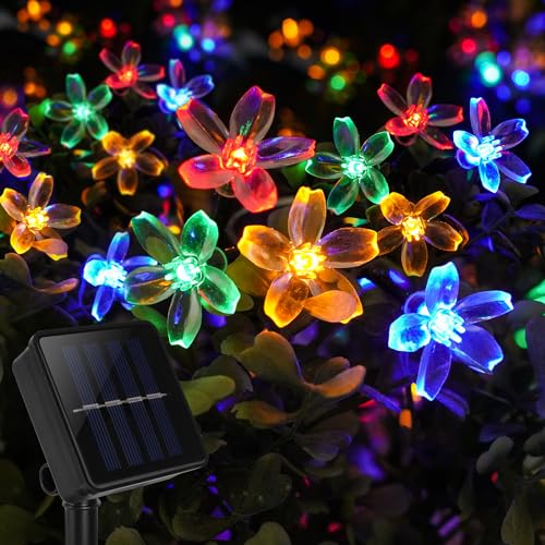 YIIFELL Solar Lichterkette Aussen, 12M 100 LED Lichterkette Aussen, 8 Modi IP65 Wasserdicht Outdoor Lichterkette Solar für Garten, Terrasse, Balkon, Partys (Bunt) von YIIFELL