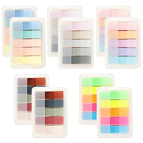 YIKAOMAI® 1000 Stücke Haftnotizen Tabs, 10 Set Morandi Sticky Notes mit Transparente Haftnotizen Page, für Büro Schule Zuhause (5 styles 10 boxes 1000 sheets) von YIKAOMAI