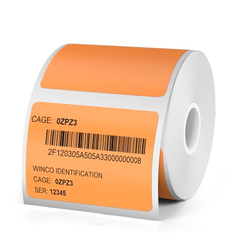 YIKIADA Orange Thermo Etiketten 30 × 40 MM Vinyl Selbstklebend Rechteckig Wasserdicht Aufkleber Kompatibel mit M110/M220 300 Stück von YIKIADA