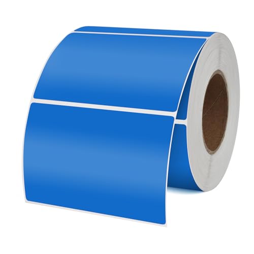 YIKIADA Blau 50 x 76 mm Selbstklebend Vinyl Farbige Aufkleber Wasserdichte Name Klebeetiketten Rolle für Umzug Büro Lager Haus 500 Stück von YIKIADA