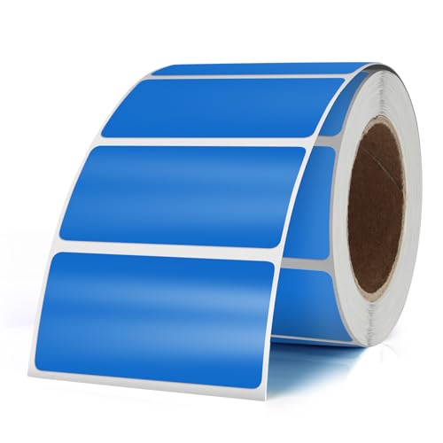 YIKIADA Blau Etiketten 25 × 50 mm Selbstklebend Vinyl Farbige Aufkleber Wasserdichte Name Klebeetiketten Rolle für Umzug Büro Lager Haus 500 Stück von YIKIADA