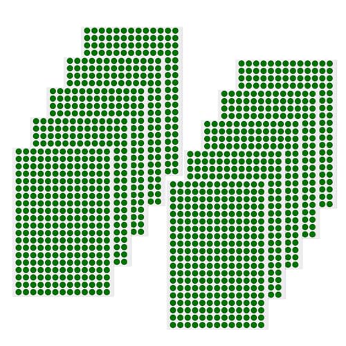 YIKIADA Grün Klebepunkte Aufkleber 13 mm Vinyl Selbstklebende Abnehmbar Runde Etiketten Wasserdicht Punktaufkleber für Büro 2600 Stück von YIKIADA