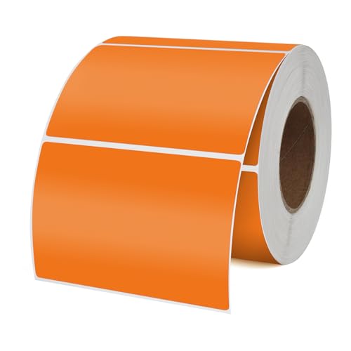 YIKIADA Orange 50 × 76 mm Selbstklebend Vinyl Farbige Aufkleber Wasserdichte Name Klebeetiketten Rolle für Umzug Büro Lager Haus 500 Stück von YIKIADA