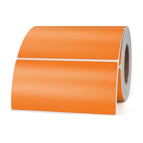 YIKIADA Orange Etiketten 50 × 100 mm Selbstklebend Vinyl Farbige Aufkleber Wasserdichte Name Klebeetiketten Rolle für Umzug Büro Lager Haus 500 Stück von YIKIADA