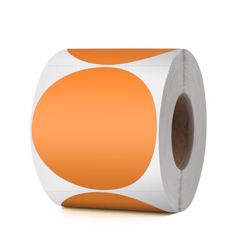 YIKIADA Orange Punkte Thermo-Etikett Vinyl 76 mm Selbstklebend Rolle Adressaufkleber Wasserdicht Drucker Aufkleber für Logo Barcode QR Code Inventar 500 Stück von YIKIADA