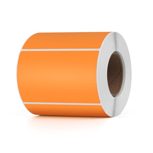 YIKIADA Orange Thermo-Etikett Vinyl 50 x 76 mm Rolle Rechteckig Selbstklebend Adressaufkleber Wasserdicht Aufkleber für Name Barcode QR Code DIY 500 Stück von YIKIADA