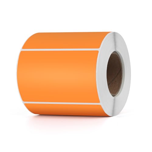 YIKIADA Orange Thermo-Etikett Vinyl 50 × 76 mm Rolle Rechteckig Selbstklebend Adressaufkleber Wasserdicht Aufkleber für Name Barcode QR Code DIY 500 Stück von YIKIADA