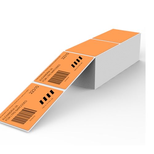 YIKIADA Orange Versandetiketten 50 x 76 MM Vinyl Selbstklebend Thermo Aufkleber Wasserfester Perforierte Labeldrucker Etiketten für Büro Lager Name Address 500 Stück von YIKIADA