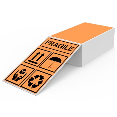 YIKIADA Orange Versandetiketten 76 x 127 MM Vinyl Selbstklebend Thermo Aufkleber Wasserfester Perforierte Labeldrucker Etiketten für Büro Lager Name Address 300 Stück von YIKIADA