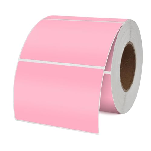 YIKIADA Rosa 50 x 76 mm Selbstklebend Vinyl Farbige Aufkleber Wasserdichte Name Klebeetiketten Rolle für Umzug Büro Lager Haus 500 Stück von YIKIADA