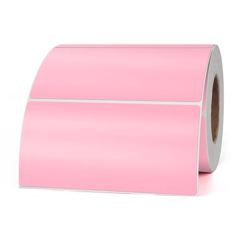 YIKIADA Rosa Etiketten 50 x 100 mm Selbstklebend Vinyl Farbige Aufkleber Wasserdichte Name Klebeetiketten Rolle für Umzug Büro Lager Haus 500 Stück von YIKIADA