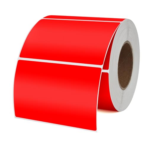 YIKIADA Rot 50 x 76 mm Selbstklebend Vinyl Farbige Aufkleber Wasserdichte Name Klebeetiketten Rolle für Umzug Büro Lager Haus 500 Stück von YIKIADA