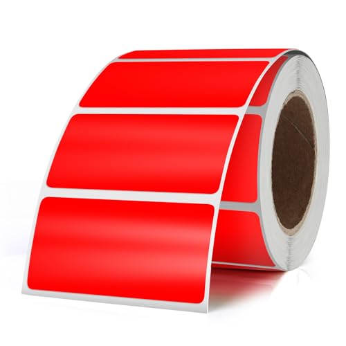 YIKIADA Rot Etiketten 25 × 50 mm Selbstklebend Vinyl Farbige Aufkleber Wasserdichte Name Klebeetiketten Rolle für Umzug Büro Lager Haus 500 Stück von YIKIADA