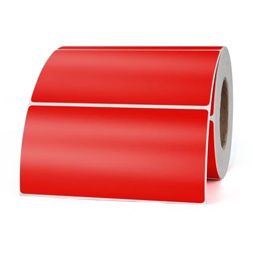 YIKIADA Rot Etiketten 50 × 100 mm Selbstklebend Vinyl Farbige Aufkleber Wasserdichte Name Klebeetiketten Rolle für Umzug Büro Lager Haus 500 Stück von YIKIADA