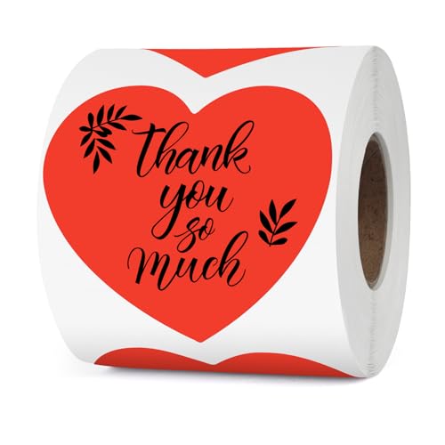 YIKIADA Rot Thermo Etiketten Vinyl 76 mm Herz Selbstklebend Rolle Geschenk Aufkleber Wasserdicht Drucker Thermoetiketten für Logo Barcode Hochzeit Jahrestag Valentinstag 500 Stück von YIKIADA