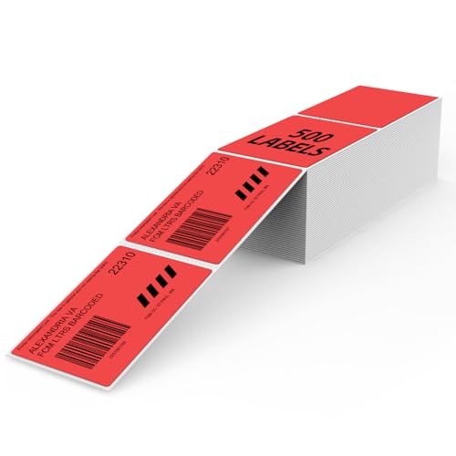 YIKIADA Rot Versandetiketten 50 x 76 MM Vinyl Selbstklebend Thermo Aufkleber Wasserfester Perforierte Labeldrucker Etiketten für Büro Lager Name Address 500 Stück von YIKIADA