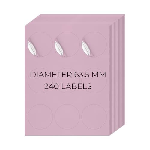 YIKIADA Violett Universal Etiketten 63,5 MM Vinyl Selbstklebend Ablösbar Rund Aufkleber Bedruckbar Klebeetiketten Blanko Adressetiketten für Tintenstrahl- und Laserdruckern 180 Stück von YIKIADA