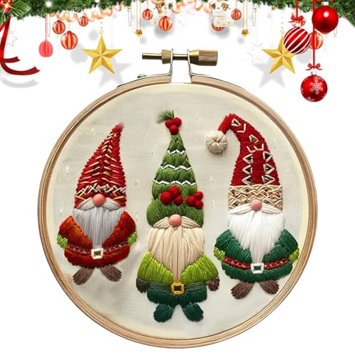 YILCER Weihnachten Stickerei Kit, Stickerei Kit, DIY Erwachsene Kreuzstich Kits, Stickerei Kit für Anfänger, Weihnachten Stickerei Kits für Erwachsene Anfänger Starter, Frohe Weihnachten von YILCER