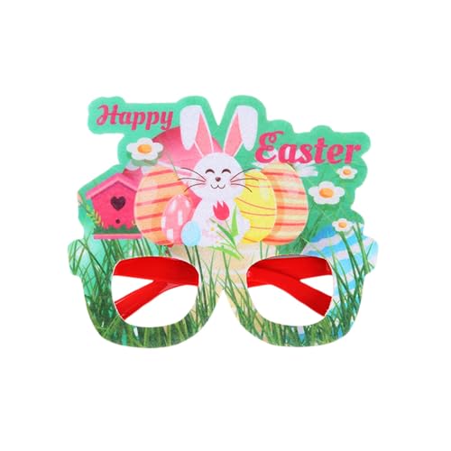 YILEEGOO Osterbrillenrahmen für Oster-Party-Dekoration, Frohe Ostern, Hase, Foto-Requisiten, Osterbrillen-Zubehör für Erwachsene und Kinder, lustiger Brillenrahmen (grün, 16 x 12,7 cm) von YILEEGOO