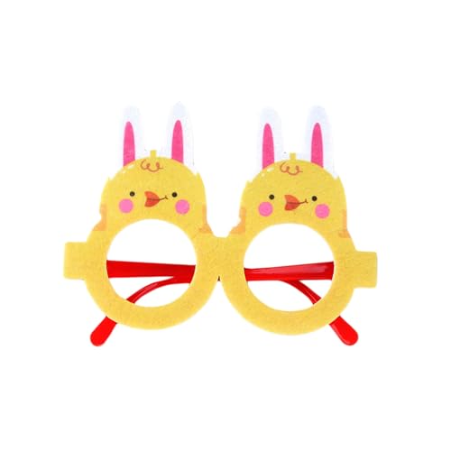 YILEEGOO Osterbrillenrahmen für Oster-Party-Dekoration, Happy Easter Bunny Photo Booth Requisiten Osterbrillen Zubehör für Erwachsene Kinder Lustiger Brillenrahmen (Gelb, 15 cm x 12 cm) von YILEEGOO