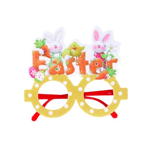 YILEEGOO Osterbrillenrahmen für Oster-Party-Dekoration, Happy Easter Bunny Photo Booth Requisiten Osterbrillen Zubehör für Erwachsene Kinder Lustiger Brillenrahmen (Zitronengelb, 15 cm x 14,3 cm) von YILEEGOO