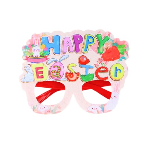 YILEEGOO Osterbrillenrahmen für Ostern, Party-Dekoration, Happy Easter Bunny Photo Booth Requisiten, Osterbrillen Zubehör für Erwachsene und Kinder, lustiger Brillenrahmen (Rosa, 17 cm x 12,7 cm) von YILEEGOO