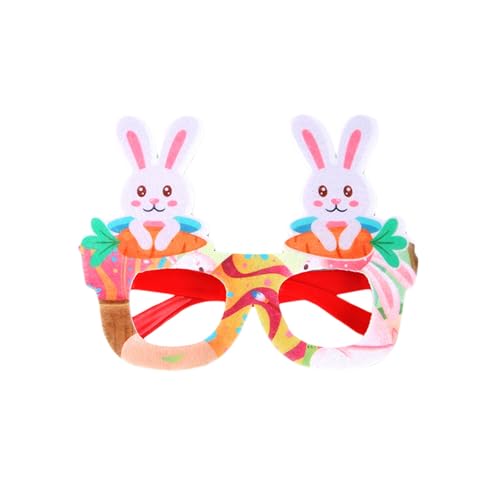 YILEEGOO Osterbrillenrahmen für Ostern, Party-Dekoration, Happy Easter Bunny Photo Booth Requisiten, Osterbrillen Zubehör für Erwachsene und Kinder, lustiger Brillenrahmen (weiß, 16 cm x 12,1 cm) von YILEEGOO