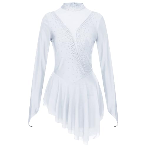 YILWPV Ballettkleidung Ballettanzug for Damen, langärmelig, for Ballett, Elegante Tanzbekleidung mit Netzstoff Für Ballett(White,M) von YILWPV