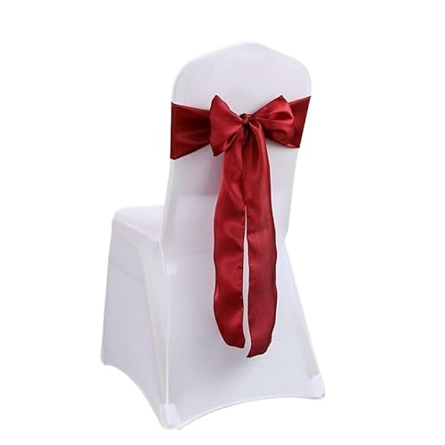 YILWPV Stuhlschärpen 10 Pcs Satin Stuhl Schärpe Hochzeit Stuhl Bogen Schärpe for Decor Elegante Bankett Stuhl Abdeckung Band Für Party(Deep red) von YILWPV