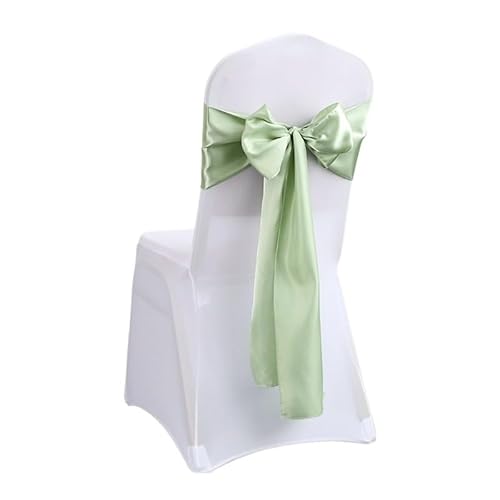 YILWPV Stuhlschärpen 10 Pcs Satin Stuhl Schärpe Hochzeit Stuhl Bogen Schärpe for Decor Elegante Bankett Stuhl Abdeckung Band Für Party(Light Green) von YILWPV