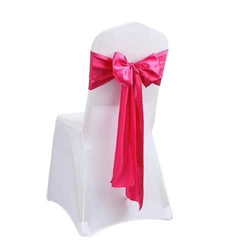 YILWPV Stuhlschärpen 10 Pcs Satin Stuhl Schärpe Hochzeit Stuhl Bogen Schärpe for Decor Elegante Bankett Stuhl Abdeckung Band Für Party(Rose red) von YILWPV