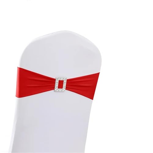 YILWPV Stuhlschärpen 10 Stück Stuhlschärpen for Hochzeiten, Stretch-Stuhlschärpen mit rechteckigen Schnallen und Schleifen, Party-Stuhlschärpen for die Stuhldekoration Für Party(Red) von YILWPV