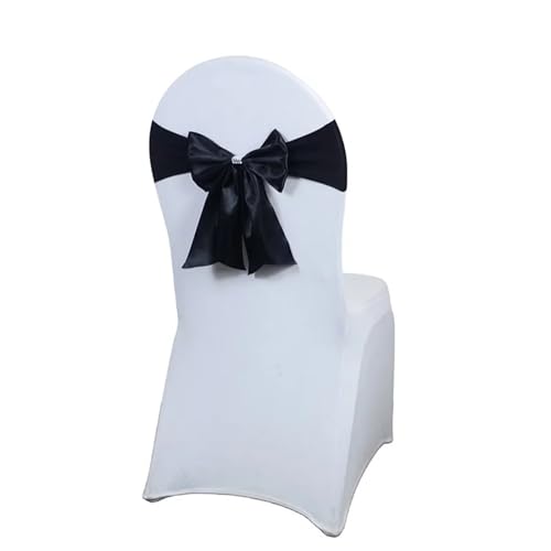 YILWPV Stuhlschärpen Satin-Schärpen for Hochzeitsstühle Elegante Stuhlschärpen mit Schleifen Hotelstuhlschärpen Schleifen Für Party(Black) von YILWPV