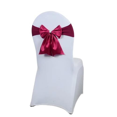 YILWPV Stuhlschärpen Satin-Schärpen for Hochzeitsstühle Elegante Stuhlschärpen mit Schleifen Hotelstuhlschärpen Schleifen Für Party(Dark red) von YILWPV