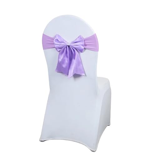 YILWPV Stuhlschärpen Satin-Schärpen for Hochzeitsstühle Elegante Stuhlschärpen mit Schleifen Hotelstuhlschärpen Schleifen Für Party(Light Purple) von YILWPV