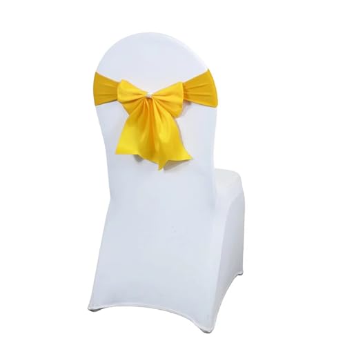 YILWPV Stuhlschärpen Satin-Schärpen for Hochzeitsstühle Elegante Stuhlschärpen mit Schleifen Hotelstuhlschärpen Schleifen Für Party(Yellow) von YILWPV