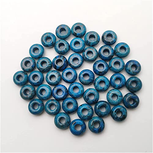 Naturstein-Cabochon, 50 Stück, Naturstein, rund, blauer Achate, 14 x 8 mm, große Perlen for Schmuckherstellung, Charm-Halskette, Ohrringe, Zubehör von YIMDBEZDI