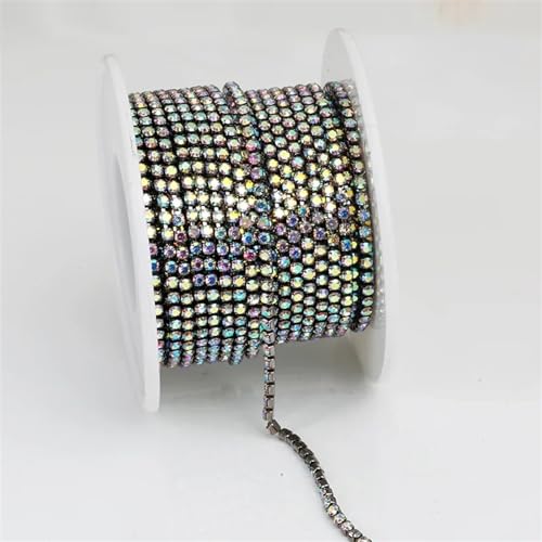 2 mm-4,5 mm Silber/Gold Basis Klar Kristall Strass Halskette für Handwerk Nähen Glas Strass Becherkette Zum Nähen(11,10YARDS_2.5MM) von YIMEIYA
