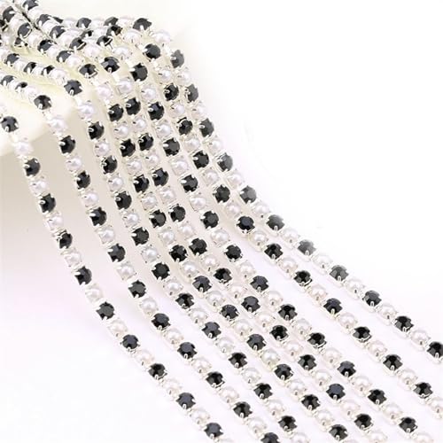 2mm 10Yards Perle Kupfer Strass Halskette Basis Tasse Perlenkette Trim für Handwerk Nähen DIY Für nähen(Black-Silver,2mm) von YIMEIYA