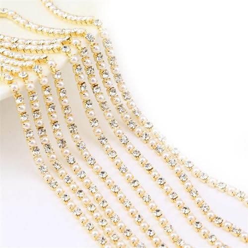 2mm 10Yards Perle Kupfer Strass Halskette Basis Tasse Perlenkette Trim für Handwerk Nähen DIY Für nähen(Citrine - silver,2mm) von YIMEIYA