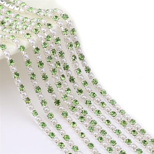 2mm 10Yards Perle Kupfer Strass Halskette Basis Tasse Perlenkette Trim für Handwerk Nähen DIY Für nähen(Lt. grün-Silber,2mm) von YIMEIYA