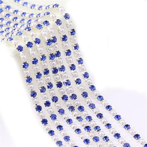 2mm 10yards Perle Kupfer Strass Halskette Basis Tasse Perlenkette Trim für Handwerk Nähen DIY Für nähen(Sapphire-silver,3mm) von YIMEIYA