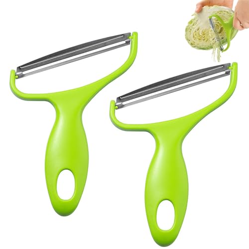 2 Stück Kohlschneider, Gemüseschäler, Schäler Küche, Stainless Steel Gemüseschäler, Vegetable Peeler, Weithals Gemüseschäler, Julienne Schäler Für Grünkohl, Kohl, Karotten, Gurken (Grün) von YIMINI