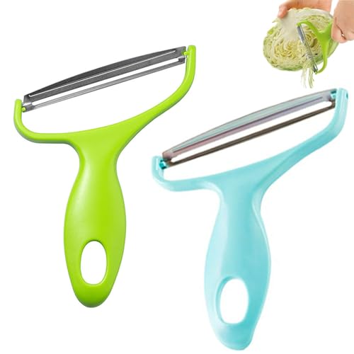 2 Stück Kohlschneider, Gemüseschäler, Schäler Küche, Stainless Steel Gemüseschäler, Vegetable Peeler, Weithals Gemüseschäler, Julienne Schäler Für Grünkohl, Kohl, Karotten, Gurken (Grün + Blau) von YIMINI