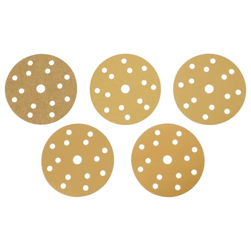 YINETTECH 50 x gelbe Schleifpapier-Schleifscheiben, 150 mm, 15 Löcher, rund, Klett-Schleifpapier, sortiert, Körnung 40/80/120/240/400, für Exzenterschleifer YINETTECH 50 x gelbe Schleifpapier-Schleifscheiben, 150 mm, 15 Löcher, rund, Klett-Schleifpapier, sortiert, Körnung 40/80/120/240/400, für Exzenterschleifer von YINETTECH