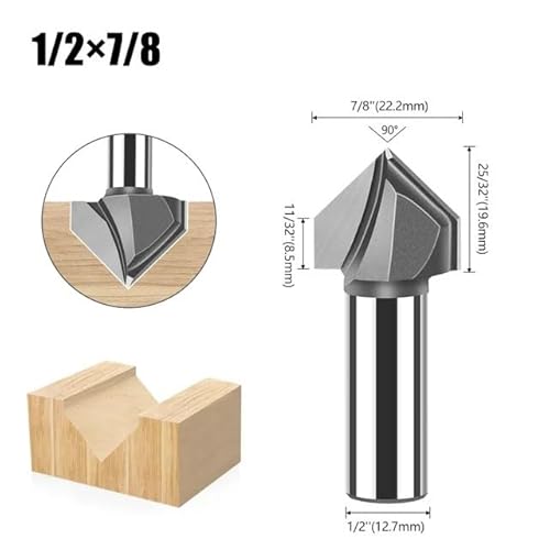 1 stücke 90 Grad V-typ Holzbearbeitung Fräser Hartmetall CNC Router Bit 1/2'' Schaft V Nut for Holz MDF Schneiden Schlitzen Gravur(B) von YINGDLEB