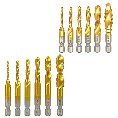 2/6/12Pcs Gewindebohrer Bit Hex Schaft Titan Überzogen HSS Schraube Gewinde Bit Schraube Maschine Verbindung tap M3 M4 M5 M6 M8 M10 Hand Werkzeuge(12pcs 4341C D J BOX) von YINGDLEB