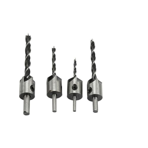 4-teiliges HSS-Titan-Senkbohrer-Set, Bohrmaschinen-Set, Fasenreibahle, 3 mm, 4 mm, 5 mm, 6 mm(Titanium-coated) von YINGDLEB