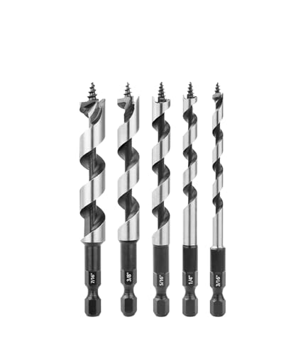 5 Teile/satz Dia.3/16'' - 7/16'' Schiff Auger Holzbearbeitung Bohrer Bits 1/4'' Hex Schnell Ändern Schaft HCS for Weiche harte Holz Loch Sah von YINGDLEB