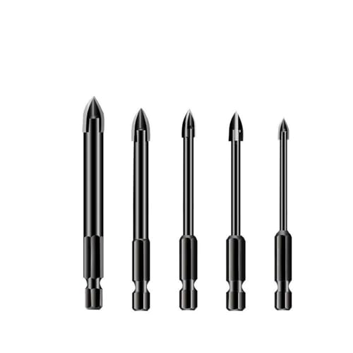 5-teiliges 3-12-mm-Kreuz-Sechskant-Fliesenbohrer-Set for Glas, Beton, Keramik, Lochöffner, Ziegel, harte Legierung, krachtige dreieckige Bit-Werkzeug(5Pcs 12mm) von YINGDLEB